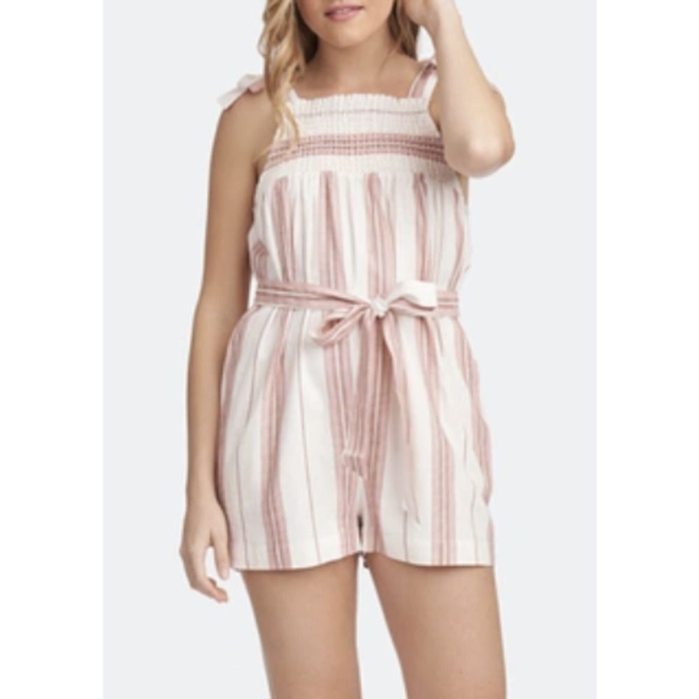 Shabby Chic Lark Shorts Romper in Ivory Stripe SZ M
